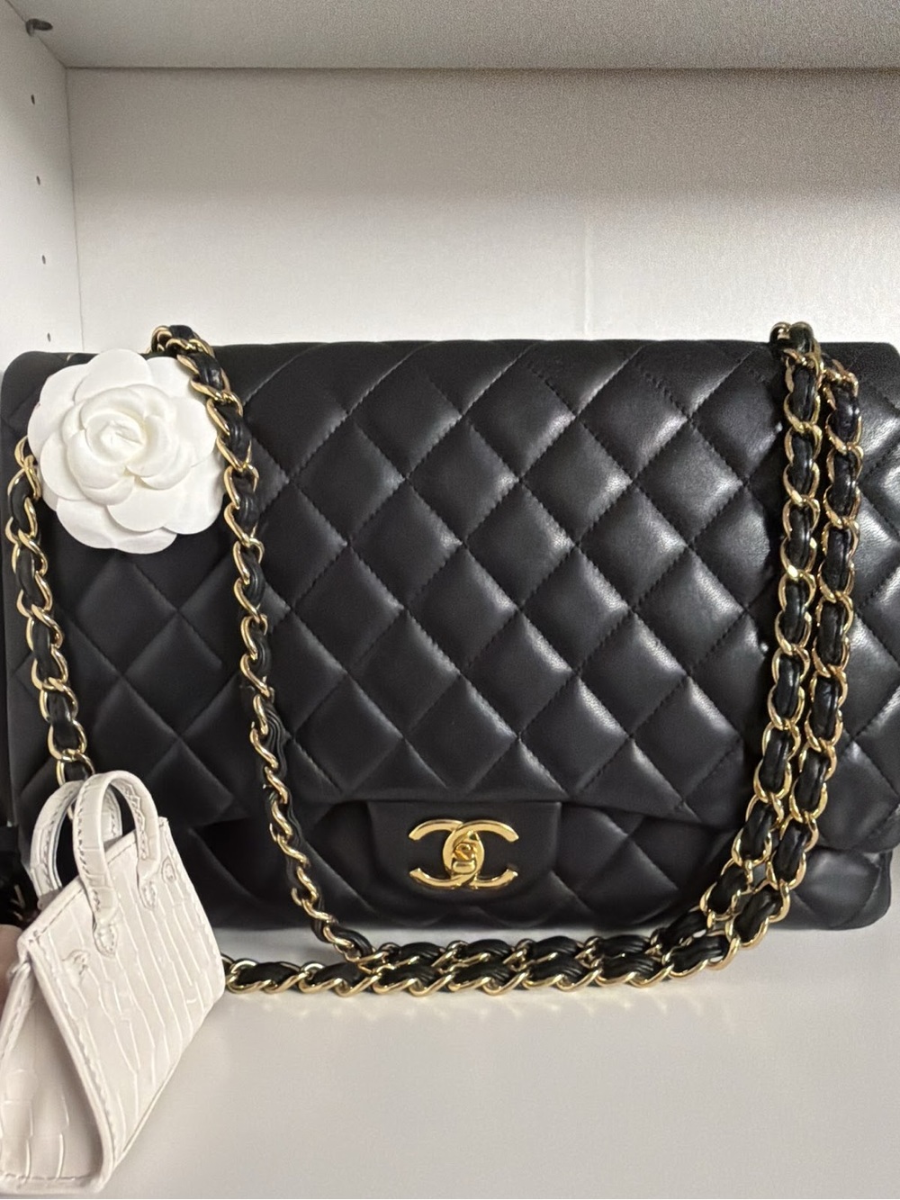 CHANEL MAXI double flap with gold hardware